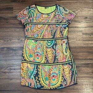 Farm Rio Womens Large Bold Tropical Floral Colourful Shirt Dress Boho Resortwear